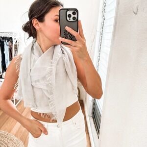 SUSS Featherweight Silk Blend Scarf Gray